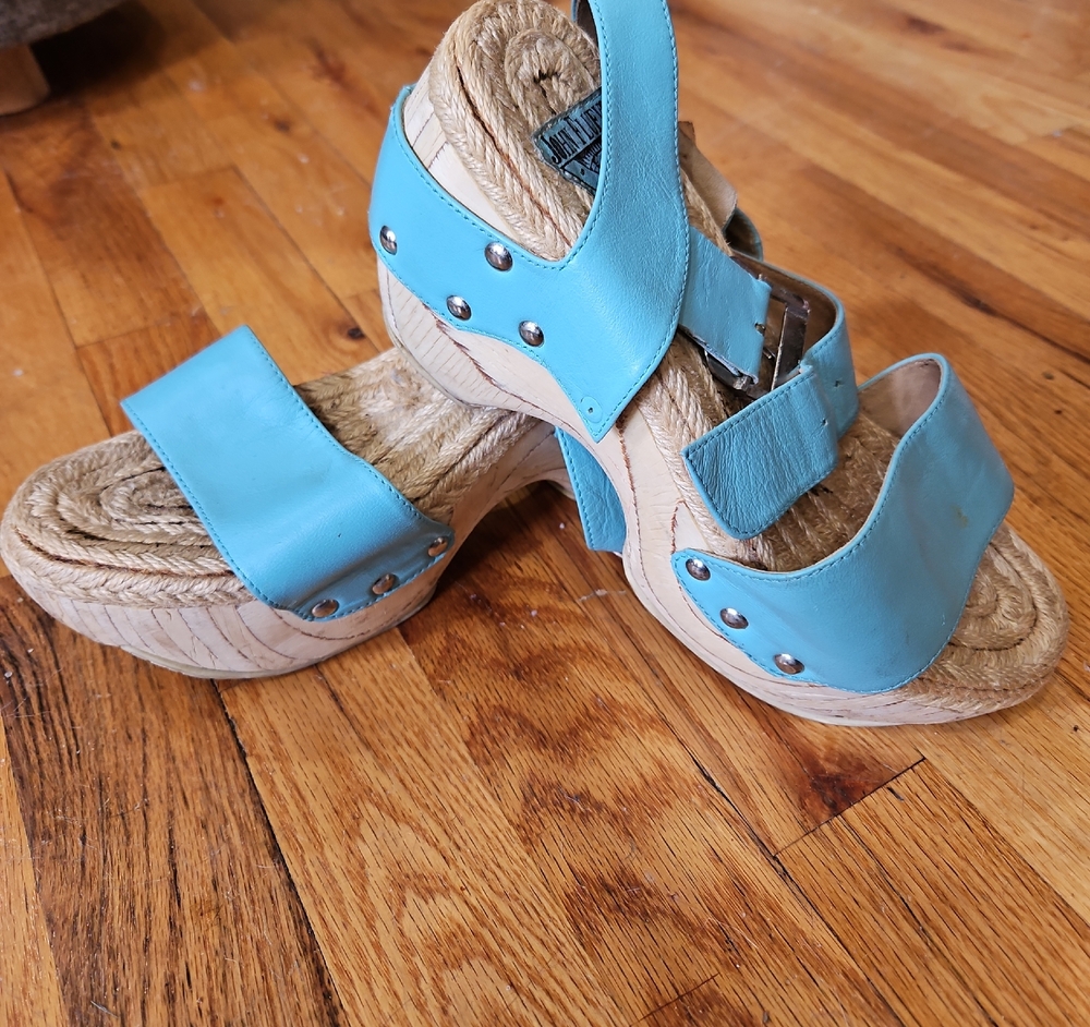 John Fluevog Mountian Rushmore Wooden Platform Clog